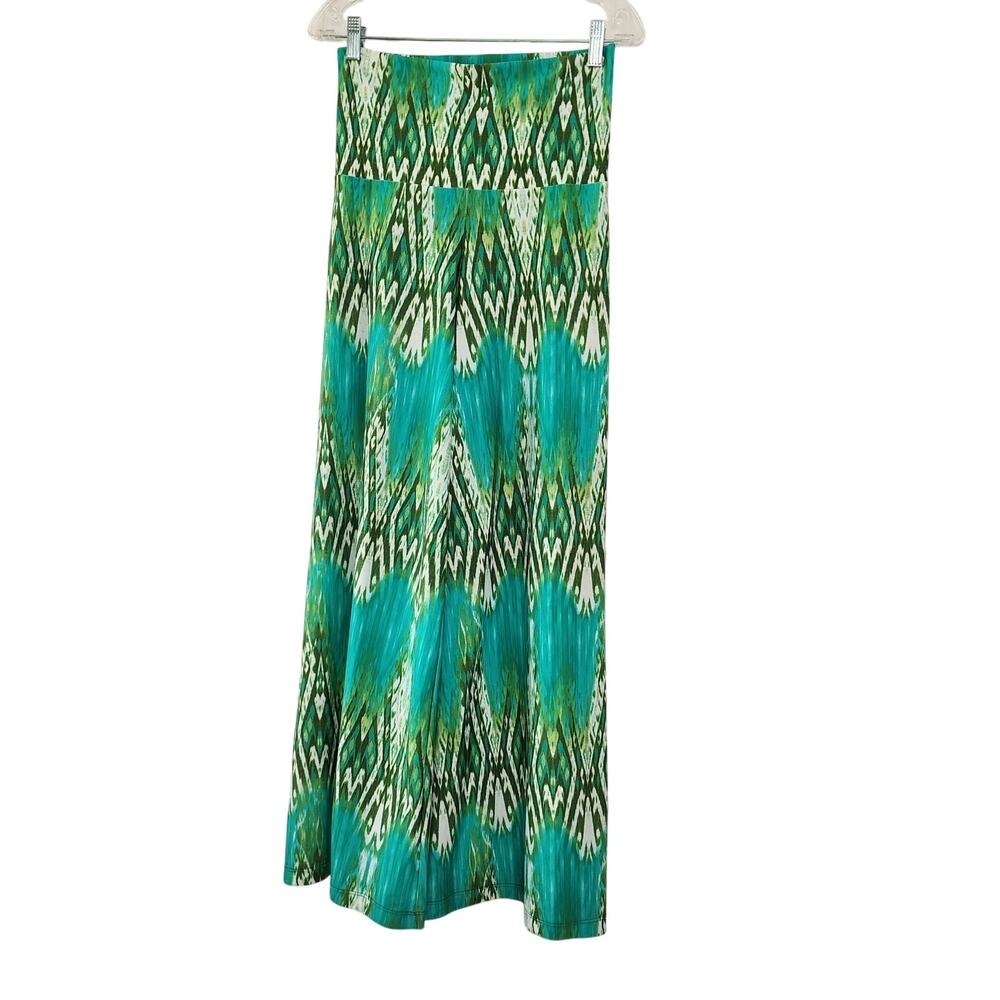 Patti Biggs Vintage green Palazzo pull-on Pants M Hippie Boho Tropical tencel - Picture 2 of 11